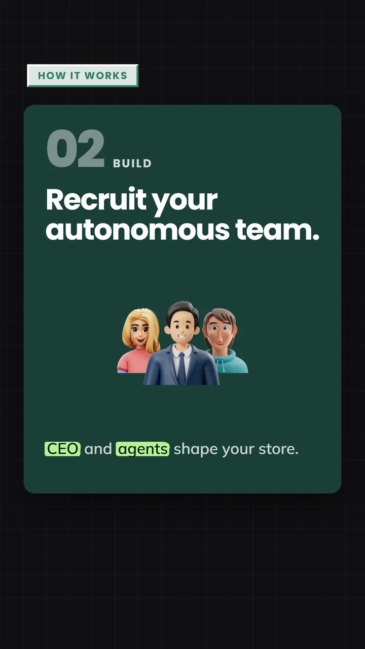 MintMerchs trailer frame introducing the CEO and specialist agents