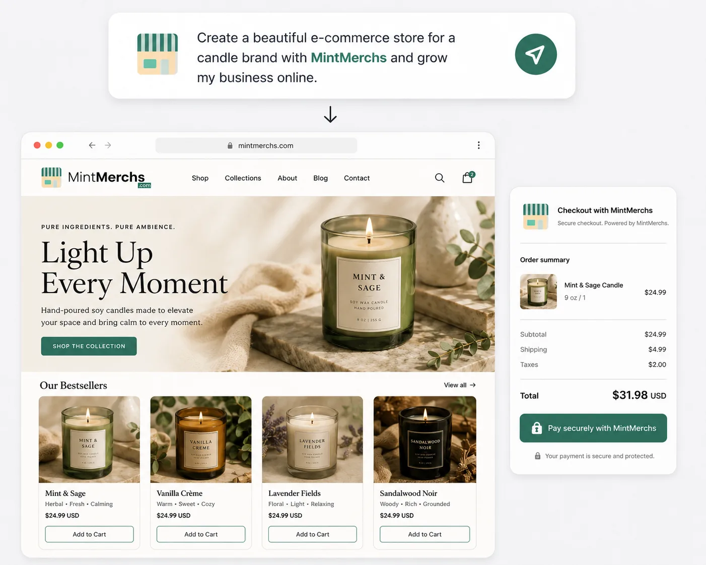 MintMerchs Shop-Erstellungsflow